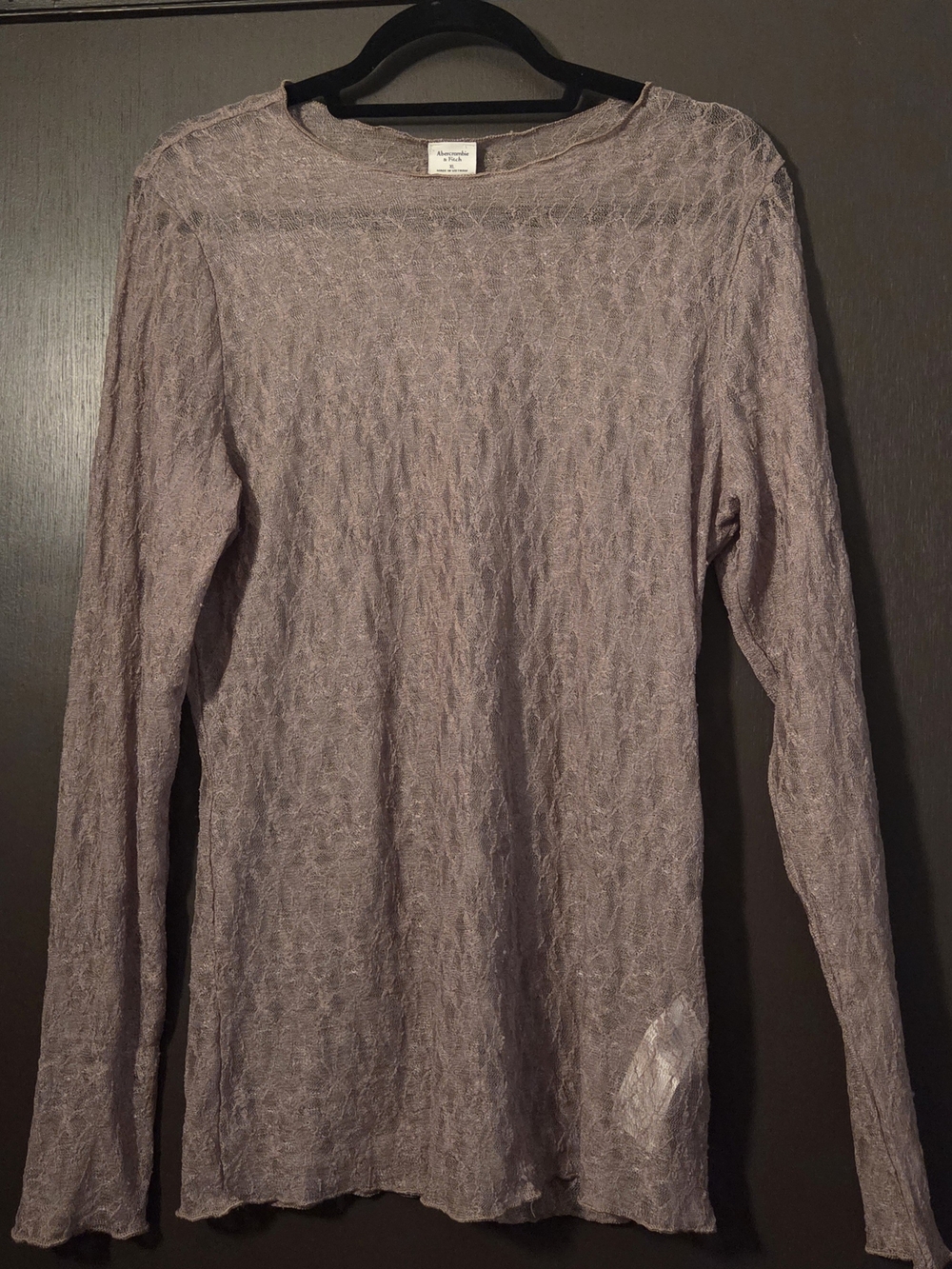 Abercrombie & Fitch Soft Lilac Long-Sleeve Lace Women's Top